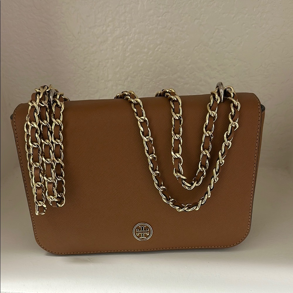 Tory Burch Tan Leather Chain Shoulder Bag